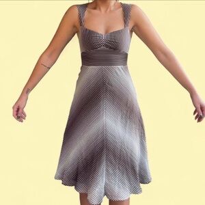 Banana Republic Kentucky Derby Brown & White Striped Silk Dress NWT